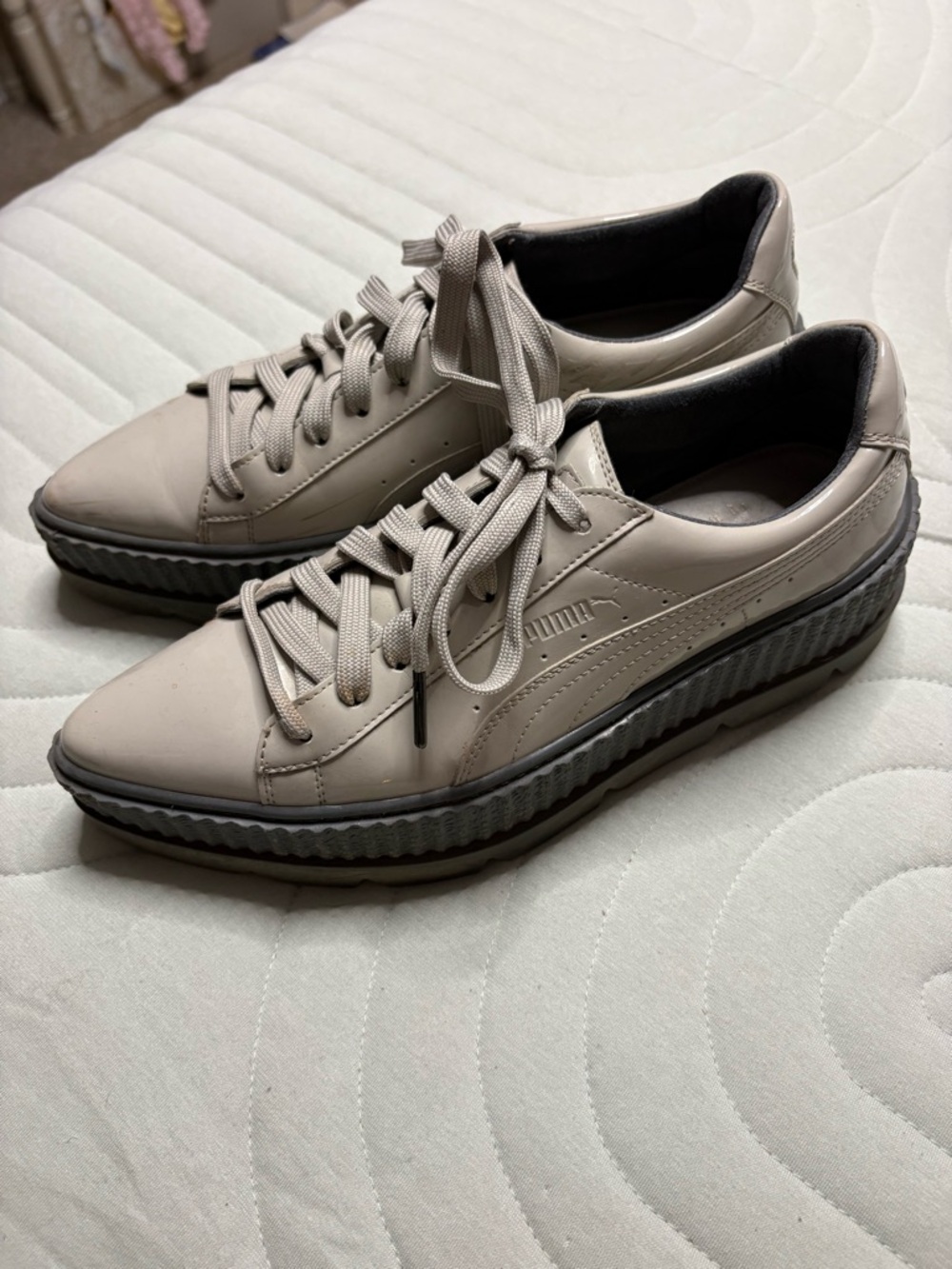 Rihanna Fenty Puma Sneakers in Light Taupe with grey Platform
